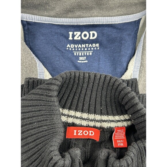 Izod Men’s Sweater Lot 3XLT Gray Black Pullover Knit Stretch 1/4 Zip Big & Tall - Picture 3 of 10